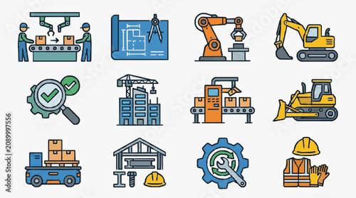 Konstfotografi Construction Industry Icons Set.