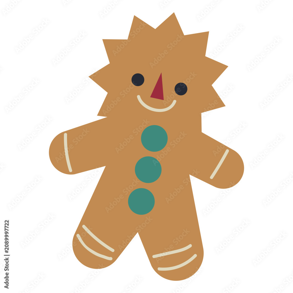 Obraz premium Gingerbread flat christmas cookie