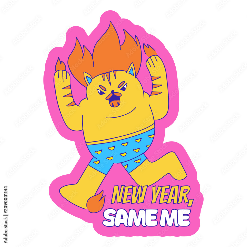Fototapeta premium Anti New Year same me funny quote badge