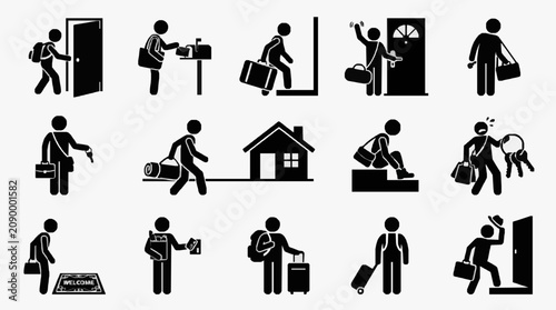 Obraz na plátně Daily Workplace Routine Icons.
