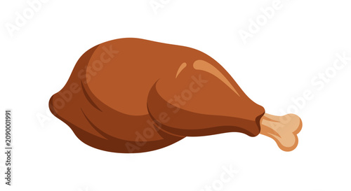 Photos Roasted chicken drumstick illustration with gradient shading a dark silhouette