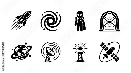 Property buying and homeownership. Line outline icon set of Property buying and homeownership: family home, moving box, real estate map, front door, investment graph, calculator, insurance shield,