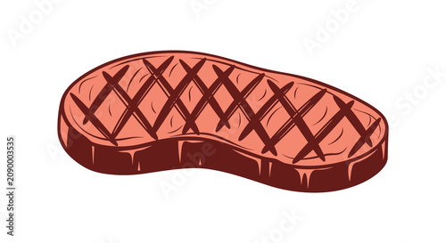Fotografía Grilled steak cut with char marks flat vector silhouette beef