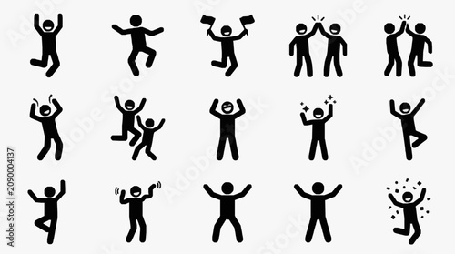 Canvastavla Diverse joyful human poses celebrating happiness.