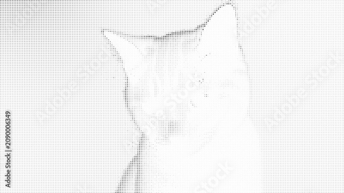 Photos Halftone illustration of a cats face and body outline