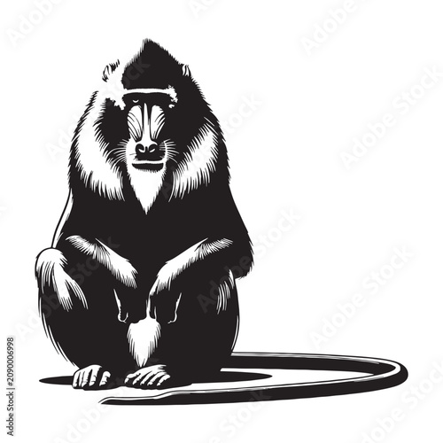 Tableau sur toile Mandrill, Mandrill, Baboon, Primate, Monkey, Wildlife, Nature, Jungle, Rainforest, Forest, Africa, Colorful, Face, Wild, Intelligent, Curious, Social, Family, Troop, Mammal, Rare, Amazing, Adventint