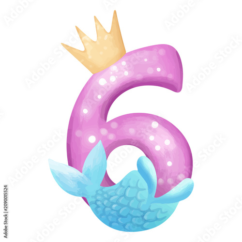 Fotografía 6 mermaid watercolor number