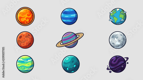 Quadro em tela Planetary orbs collection