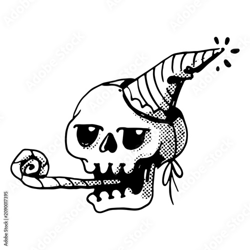 Принти на полотні Celebrating skull with noisemaker
