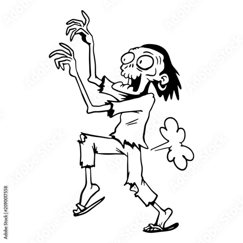 Quadro su tela Comical image of a zombie emitting a fart