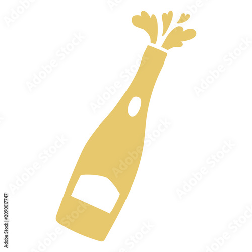 Obraz na płótnie Yellow champagne bottle cut-out silhouette