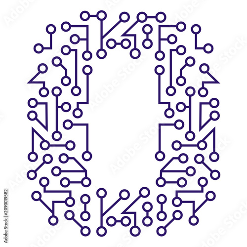 Quadro su tela The letter o is made up of electronic circuits