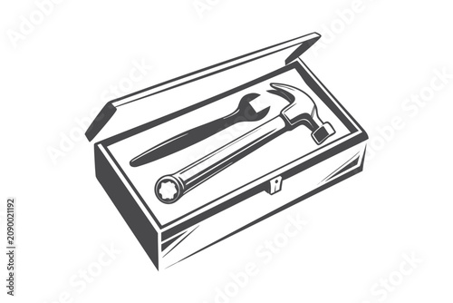 Versatile Developer Toolkit Icon with Wrench and Toolbox for System Configuration and Setup