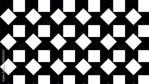 Diamond and square geometric pattern with alternating shapes on a black background