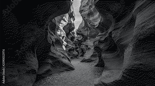 Canvastavla Narrow slot canyon with dramatic light beams illuminating rock walls