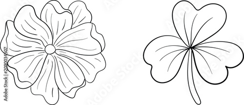 Obraz na płótnie A beautiful hand drawn sketch featuring a detailed spring flower and a lucky thr