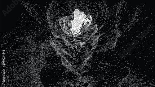 Cuadro en lienzo Abstract stippled texture with a central glowing light source