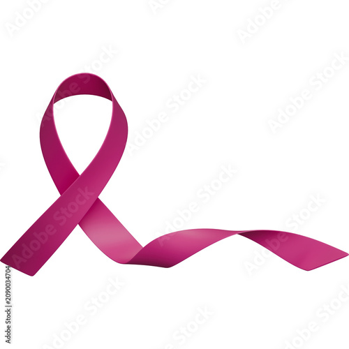 Extended Pink October Awareness Ribbon Wavy Design 3D Isolated Object