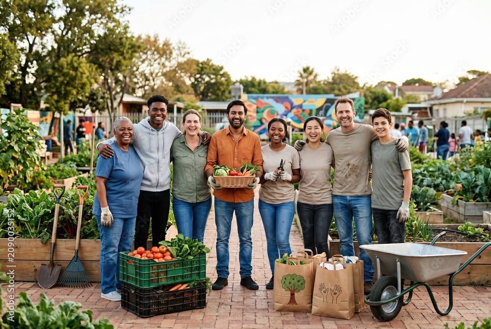 Obraz premium Cultivating joy and harvest for community care on Mandela Day