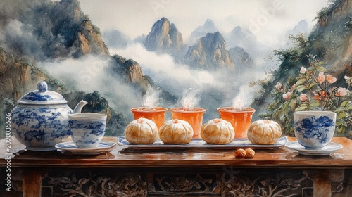 Watercolor Chinse Food Illustration