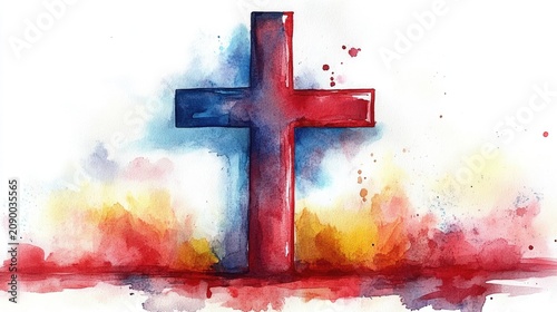 Watercolor cross clipart, white background