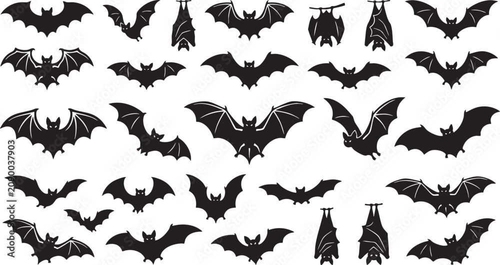 Fototapeta premium Halloween bats silhouettes for spooky decorations and party themes