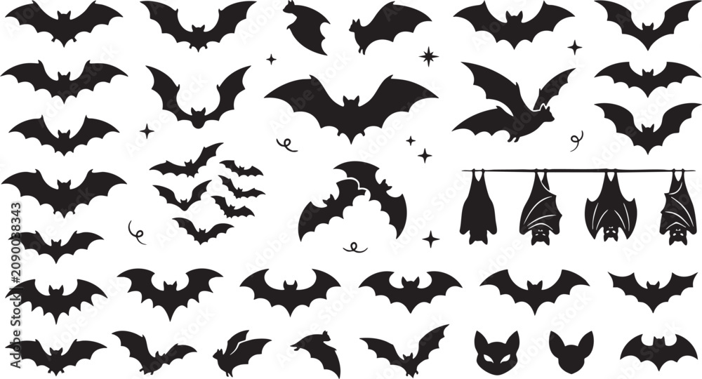 Fototapeta premium Halloween bats silhouettes for spooky decorations and party themes