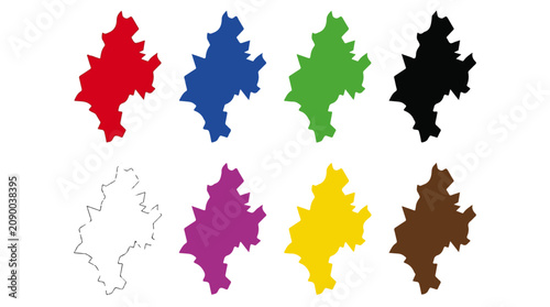 Tableau sur toile Hesse Germany map silhouettes illustration featuring eight versions of the state