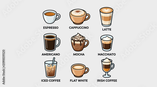 Εκτύπωση καμβά Various coffee drinks assortment