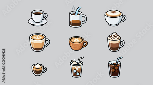 Photos Various coffee drinks collection
