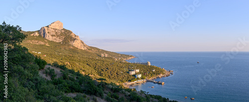 Photos Panorama of coastline towards mountain Ilyas-Kaya in Crimea, Russia