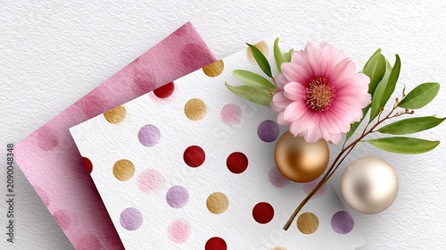 Polka Dot Paper Flat Lay With Clean Graphic Aesthetic