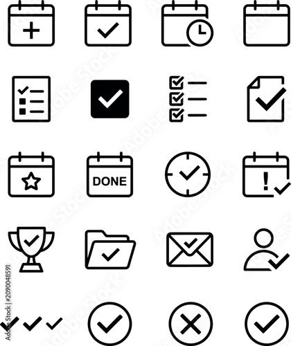 Minimalist Task Management Line Icon Set