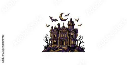 Haunted Mansion Gothic Vector Illustration
