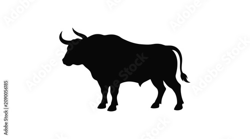 Fotografía Black bull silhouette against a white background silhouette