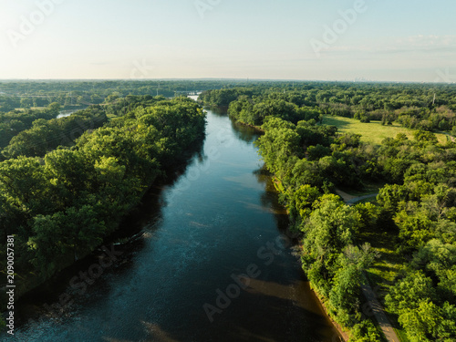 Canvastavla Aerial Drone View of the Mississippi River Flowing Through Lush Green Forest