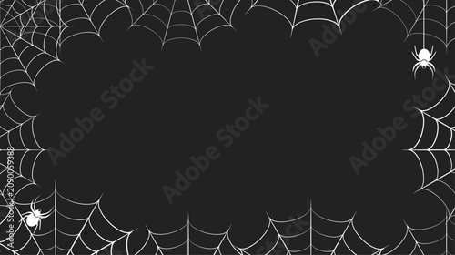 ハロウィンの蜘蛛の巣フレーム背景（ブラック）