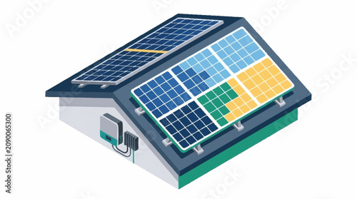 Картината върху платно Solar panels installed on a modern house roof.