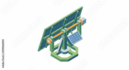 Картината върху платно Modern solar panel array with green frame structure.