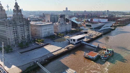 Liverpool Pier Head Three Graces Waterfront Aerial View