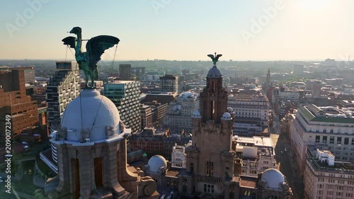 Royal Liver Building Copper Liver Bird Statue Aerial View