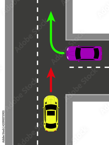 Illustration for theory test in driving school. Transparent background