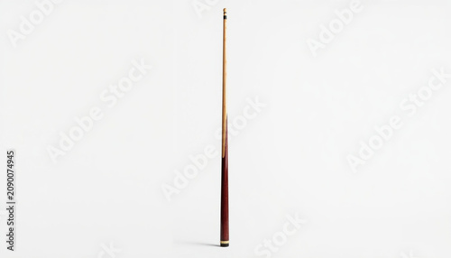 Single Billiard Cue Stick Standing Upright Isolated on White Background
