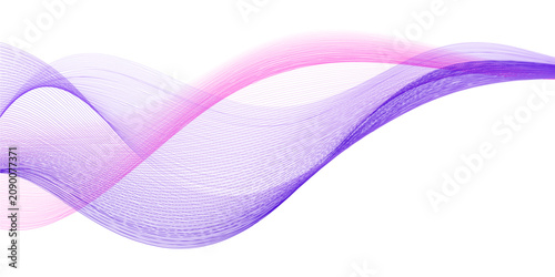 Light airy wavy swirl, dynamic wind motion, undulate design element. Purple and blue color flow. Vector isolated desugn ekement on white background