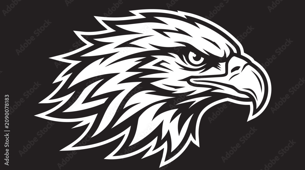 Fototapeta premium Stylized eagle head graphic icon in black and white, bold vector illustration for sports team logo or mascot design