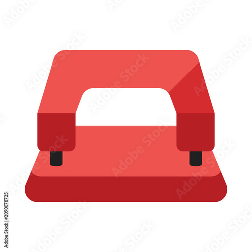 Red paper hole puncher office tool icon with stationery