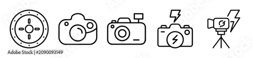 Konstfotografi A set of five black and white camera icons on a white background for photography