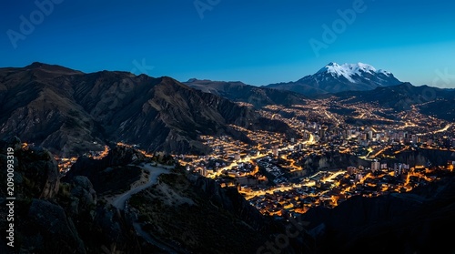 La Paz City on the Altiplano from Andes Peaks