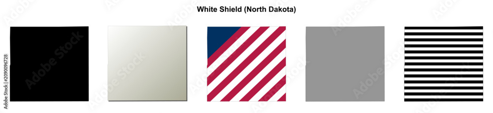 Fototapeta premium White Shield (North Dakota) blank outline map set