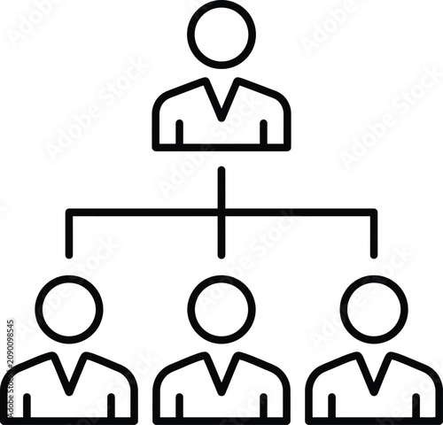 Fotografie Corporate organizational hierarchy chart icon with manager and subordinate team